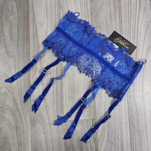 NWT Dita Von Teese Vedette Capri Blue Burlesque High Waisted Garter Belt Size M